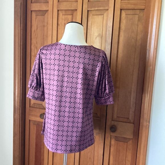 Notations Purple & Black Print Pullover Top, Size MP - Picture 4 of 12